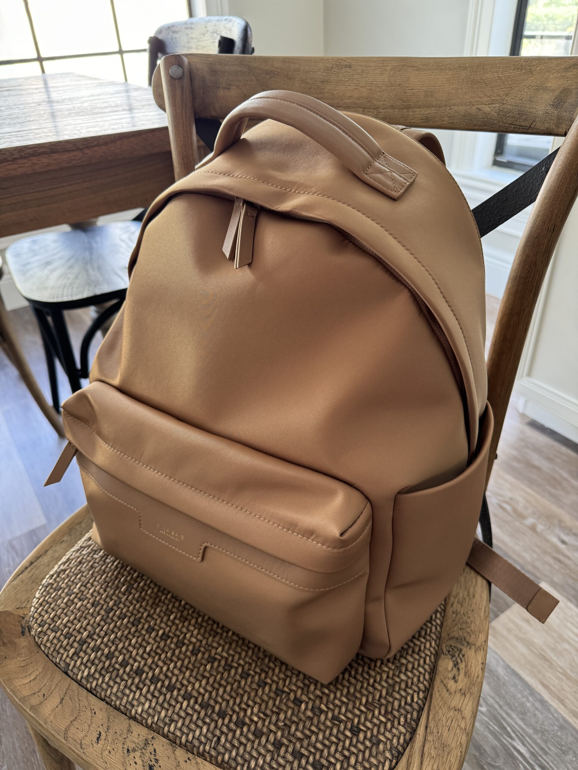 Mina Baie Los Angeles Leather Bag Backpack Travel Work Diaper Camel Tan Large MINA BAIE | ELI Backpack! Review, Packing & On The Body  main image 2